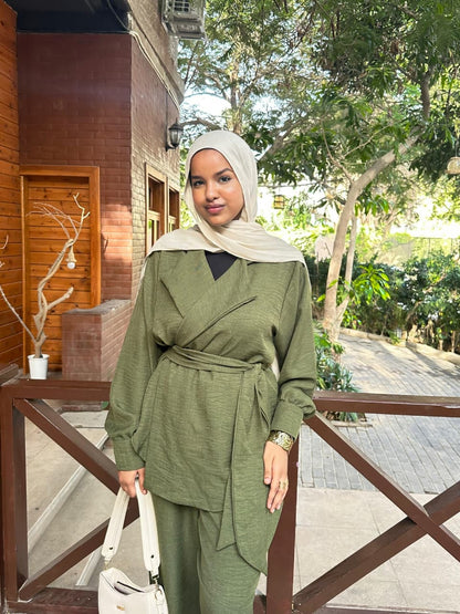 Linen Belted Suit