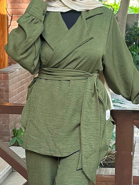 Linen Belted Suit