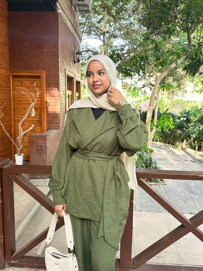 Linen Belted Suit