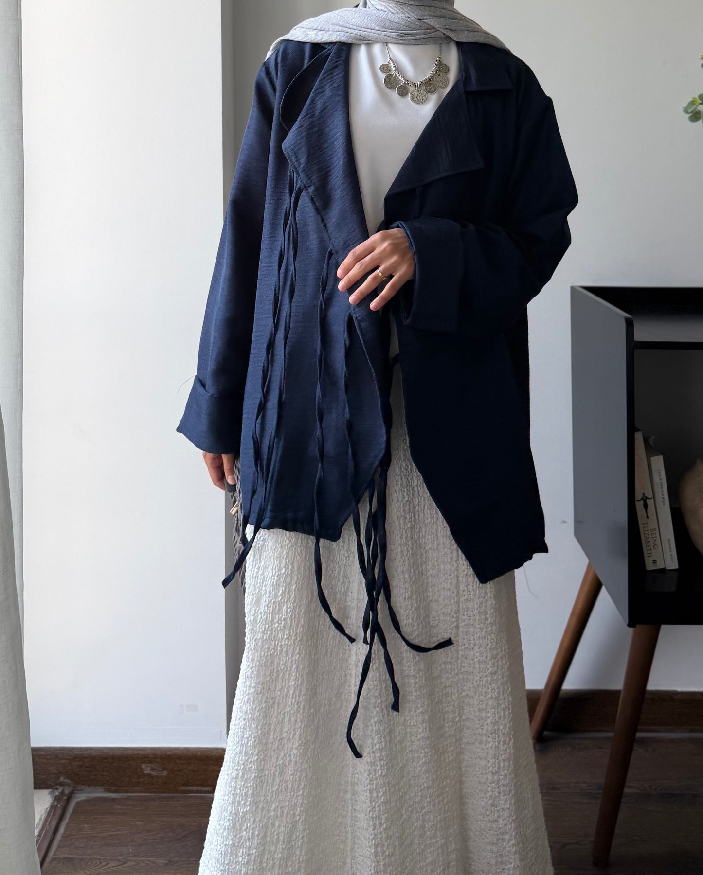 Fringe Kimono (Nevy blue)