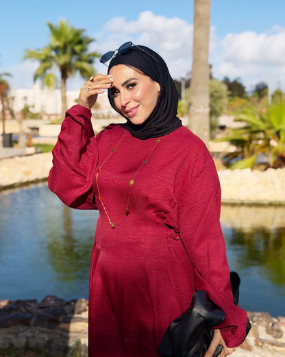 Aura Dress ( Burgundy)