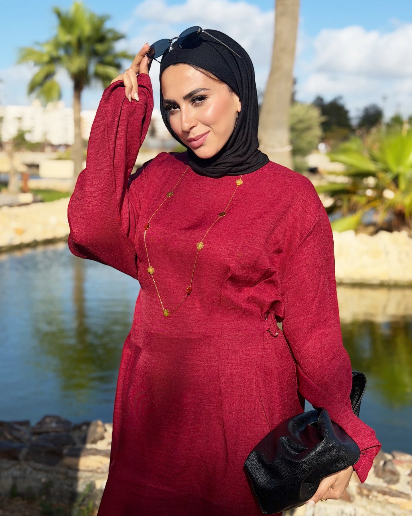 Aura Dress ( Burgundy)
