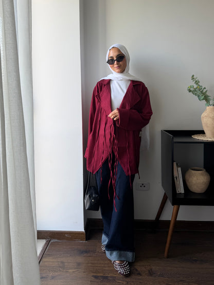 Fringe Kimono (Burgundy)