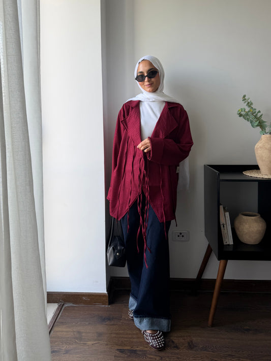 Fringe Kimono (Burgundy)