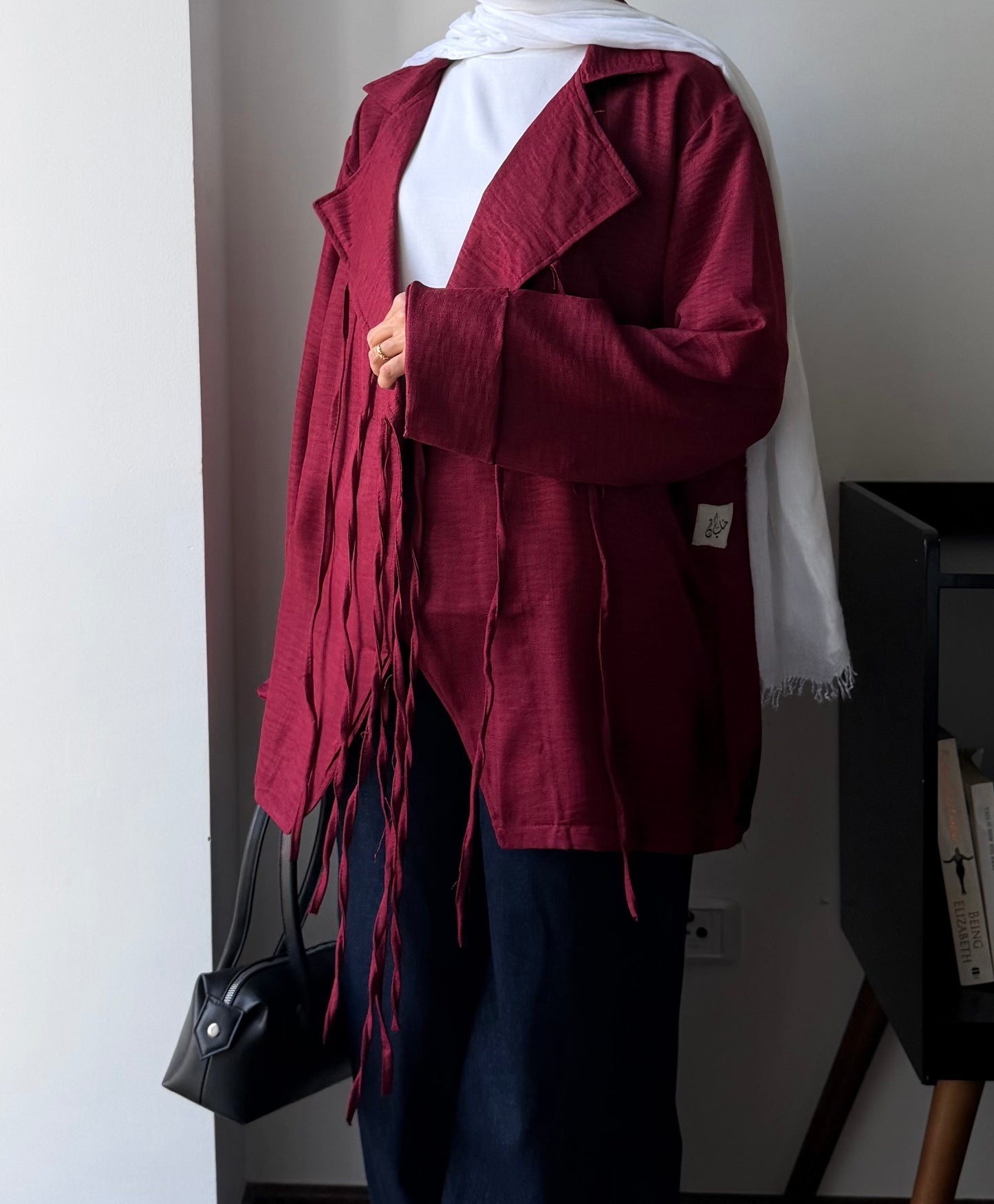 Fringe Kimono (Burgundy)