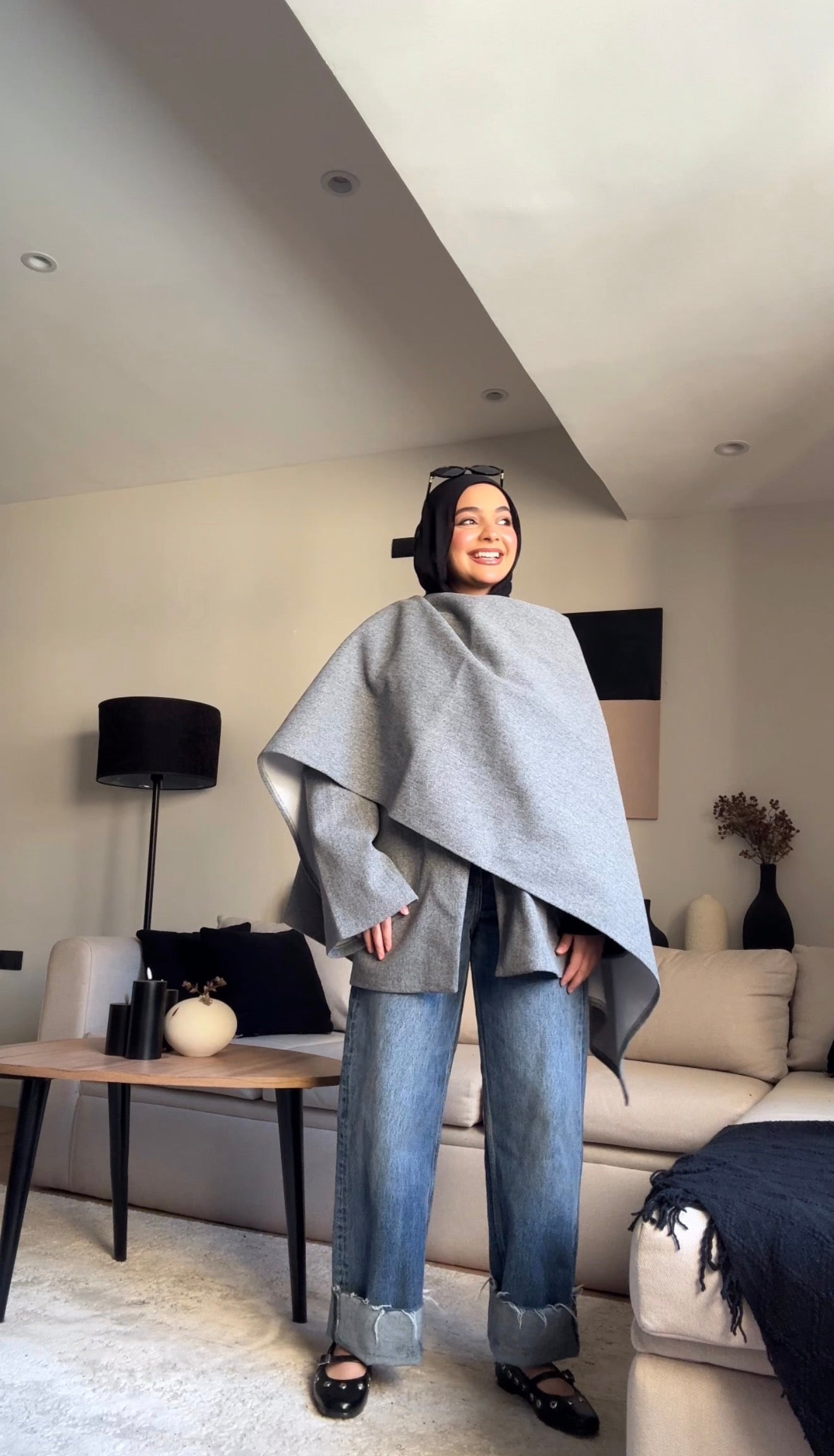 Jacket & Shawl Set (gray)