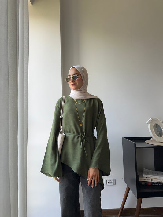 Soft Linen Blouse(olive)